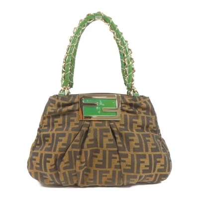 FENDI GHW Mia Tote Bag Shoulder Bag Canvas Brown/Green - Image 1 of 4