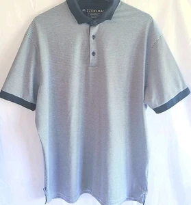Mizzen & Main Classic Mens Large Short Sleeve Polo Shirt Striped - Picture 1 of 8