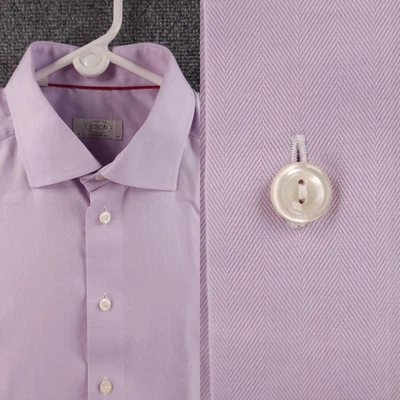 Camisa Eton 16 Contemporánea Espiga Rumania Púrpura Convertible Puño Abotonada Foto 1 de 4