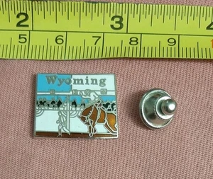 Vintage Wyoming Cowboy Rodeo Reise Souvenir Anstecknadel - Bild 1 von 4