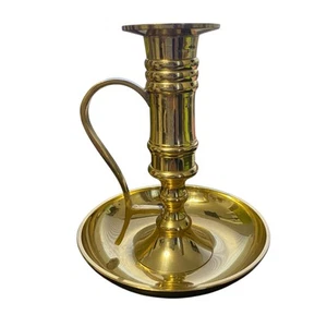 Messing Kammerleuchter Kerzenhalter 4,5" x 4" Indien - Bild 1 von 7
