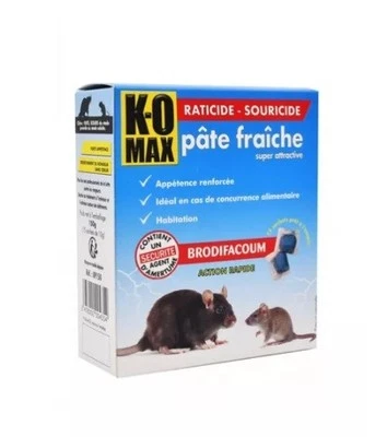 KO-CIDE Raticide souricide pate fraiche attractive brodifacoum 150gr KOMAX