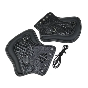 Black PU Leather Heat Shield Deflectors Motorcycle for Harley Dyna 883 1200 - Picture 1 of 3