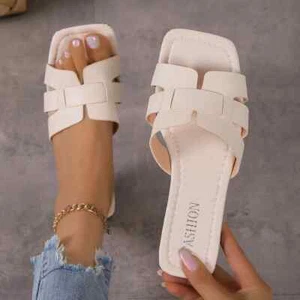 Sandalias planas informales de moda para dama, ropa versátil para exteriores, zapatillas planas - Imagen 1 de 17
