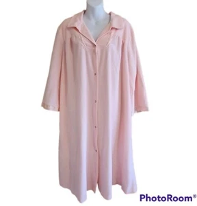 Vintage Vanity Fair Fleece Pink Robe Embroidered Snap-Up Size 2XL EUC - Picture 1 of 10
