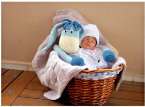 Knitting Pattern copy cutest Eeyore donkey toy / lovey baby blanket 80 x 60 #149 - Picture 1 of 5
