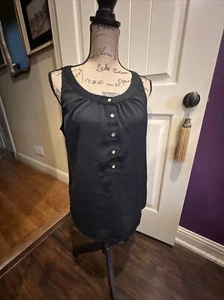 Kenneth Cole Reaction Silky Black Sleeveless Blouse Loose Fit Tank L 36” 25” - Picture 1 of 12