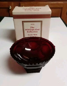 Vintage Avon 1876 Cape Cod Red Glass Pedestal Candy Comport Dish - Picture 1 of 9