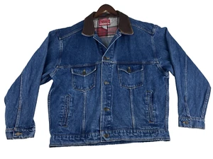 Vintage Marlboro Country Store Denim Jacket Mens L Flannel Lined Western Trucker - Picture 1 of 24