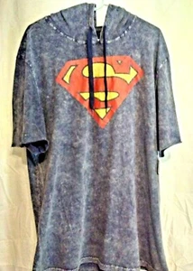 Men's Short Sleeve Hooded Tee Shirt - DC Comics Superman Logo - Navy - Small - Picture 1 of 2