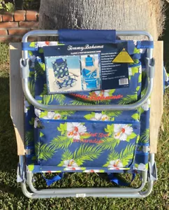 Tommy Bahama Beach Chair Classic 5 Position Backpack Chair Real Hardwood Arm NEW - Picture 1 of 8