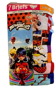 Girls Zag Heroez Miraculous Lady Bug 7 PK Briefs Panties Underwear Size 6 cotton - Picture 1 of 6