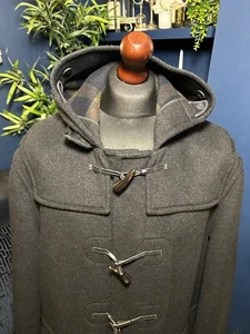 Montgomery By Tibbett Duffle Coat Wool Black Mens 42 XL Liam Gallagher Terraces - Picture 1 of 9