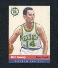 Bob Cousy Celtics Legend  Painted Portrait 1955 Style Card 1/1