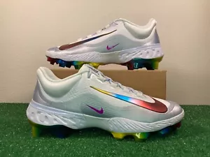 Sz 13 Men - Nike Alpha Huarache Elite 4 Low MCS Rainbow Baseball Cleats Plastic - Picture 1 of 6