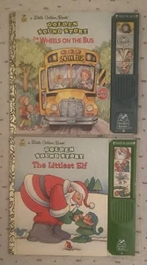 2 Little Golden Sound Story Books Wheels on the Bus & The Littlest Elf - Picture 1 of 3