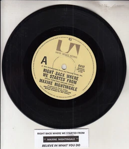 MAXINE NIGHTINGALE Right back where we started from 7" 45 rpm vinyl record RARE - Picture 1 of 2