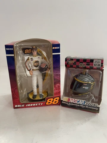 Dale Jarrett Christmas Ornaments lot of 2 helmet & figurine new e8 Cover
