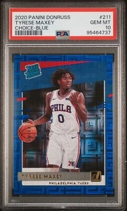 Donruss Tyrese Maxey 2020-21 clasificación Rookie Choice azul 49/49 1/1 RC gema MT PSA 10 - Imagen 1 de 2