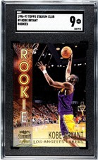 Kobe Bryant 1996-97 Topps Stadium Club R9 SGC 9 MINT Lakers Rookie RC HOF
