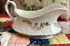Vintage Homer Laughlin Gravy Boat HUDSON Flower Trim 7.5" Long - Picture 1 of 6