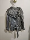 Betty Barclay Outdoor Belted Womens Shiny Grey Short Trench Coat - Size UK 14 