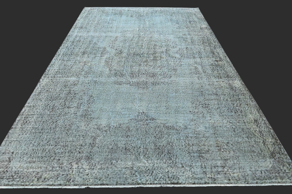 Vintage Turkish Oushak Rug, Blue 6x10 ft, Handmade Wool, Bohemian Anatolian - Image 1 of 4