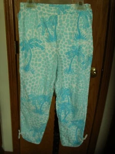 PANTALONI LILLY PULITZE - AQUAS/STAMPA TROPICALE BIANCA TAGLIATI CON CRAVATTE PER GAMBE-8-EUC - Foto 1 di 2