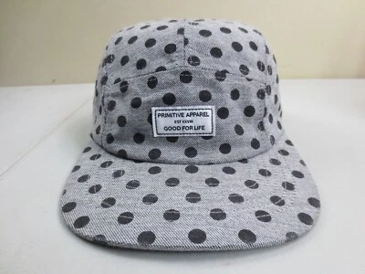 Primitive Apparel Hat 5 Panel Strap Back 100% Cotton Cap Gray Spots Dots All Ove - Image 1 of 4