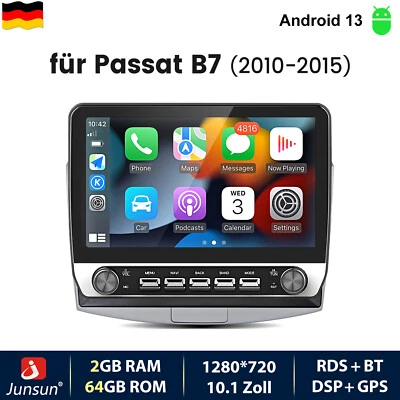 DAB+ Android 13 Carplay Autoradio GPS Navi WIFI SWC 64G Für VW Passat B7 10-2015 - Bild 1 von 4