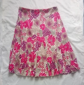 M&S Womens Pink Purple Floral Print Viscose Flared Midi Summer Skirt Size 14 - Picture 1 of 4