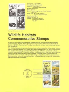 #8119 18c Wildlife Habitats - Scott #1921-1924 USPS Souvenir Page - Picture 1 of 1