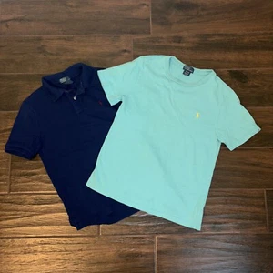Boys Ralph Lauren Polo Blue Aqua Shirts Size Medium 10/12 - Picture 1 of 4