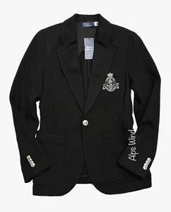Polo Ralph Lauren Women's Logo-Crest Slim Fit Knit Blazer Black Size-4 NWT$398 - Picture 1 of 15
