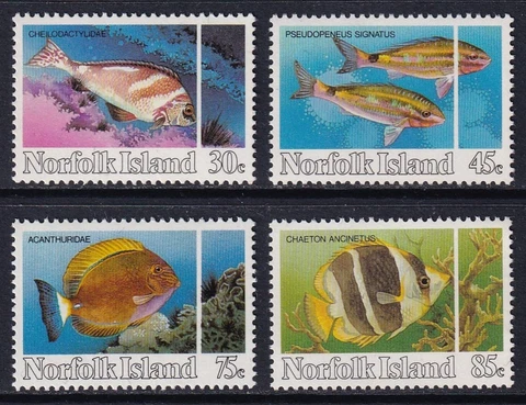 NORFOLK ISLAND 1984 Reef Fishes set of 4 SG 334-337 MNH/** Cover