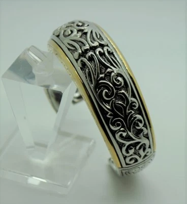 AB090 精美设计风格灵感银色金色口音袖口时尚手链 — 第 1/3 张图片