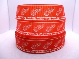 Detroit Red Wings Hockey 1" Grosgrain Ribbon~ YOUR CHOICE 5 or 10 Yards (NHL) - Picture 1 of 3