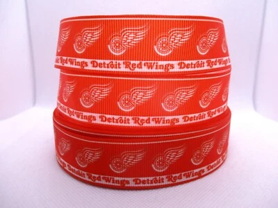 Detroit Red Wings Hockey 1" Grosgrain Ribbon~ YOUR CHOICE 5 or 10 Yards (NHL) - Image 1 of 3