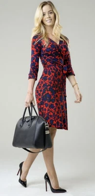8 10 DVF Diane von Furstenberg New Julian Two CHEETAH FLORAL Silk Wrap Dress - Image 1 of 4