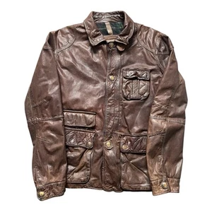 Massimo Dutti 100% Rindslederjacke Braun Größe XL Herren Field Utility - Bild 1 von 12