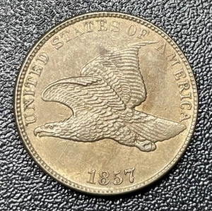 1857 Flying Eagle Cent Penny 1c Uncirculated Details Old Cleaning - Picture 1 of 3