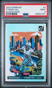 2024 Donruss Tyreek Hill Downtown #3 Miami Dolphins PSA 9 Mint - Picture 1 of 2
