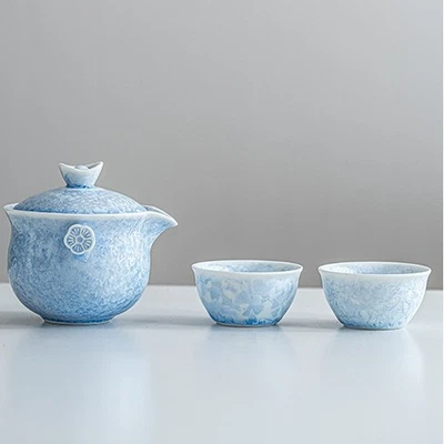 水晶釉茶具带耐热手柄旅行便携式伴侣 — 第 1/4 张图片