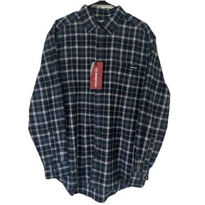 NUEVO WOLVERINE Para hombres Grande Lucio Camisa a Cuadros Manga Larga Camisa de Franela con Bolsillo Foto 1 de 4