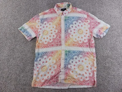Camisa Forever 21 Pequeña Para Hombre Manga Corta Abotonada Multicolor Geométrica Rayón Foto 1 de 4