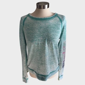O'Neill Womens Small Cotton Polyester Pullover Lightweight Sweatshirt Blue Green - Picture 1 of 7