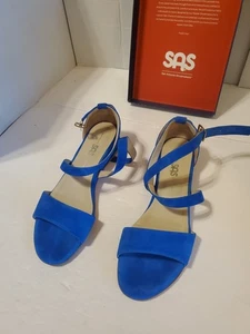Sas Shoes Womans Shoes Simone Suede Blue wedge sandal 9.5 M - Picture 1 of 5