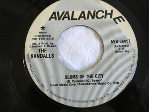 The Randalls - Slums of the City - Ridin' High 45 RPM RECORD PROMO - Avalanche - Picture 1 of 2