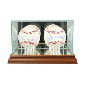 *NEW Double Baseball Glass Display Case Walnut Molding FREE SHIPPING Made US - Picture 1 of 6