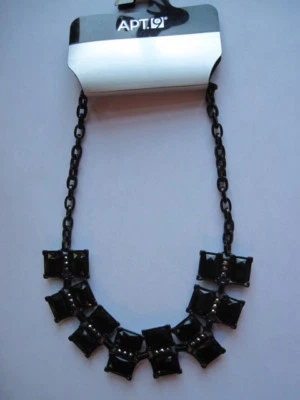 Trendy Apt. 9 Black Necklace with Crystals & Square Beads, NWT, FREE S&H - Image 1 of 4